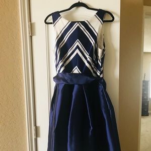 Blue and white semi formal dress